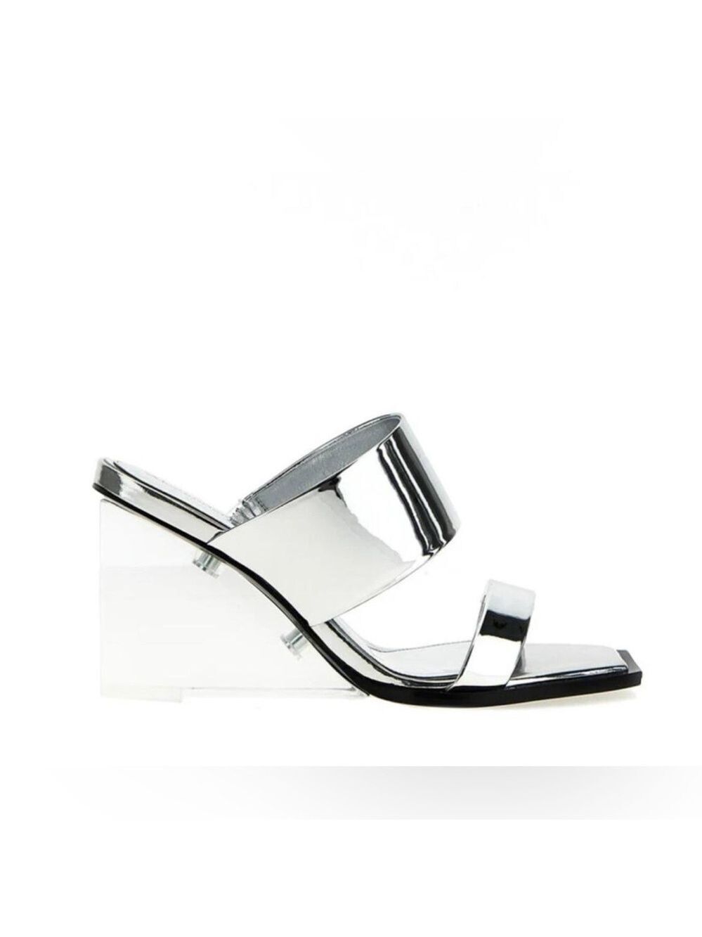 Alexander McQueen Mirror Silver Leather Sandals - NWT